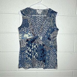 < Vintage N Touch Blue Paisley Floral Print Tank Top >
